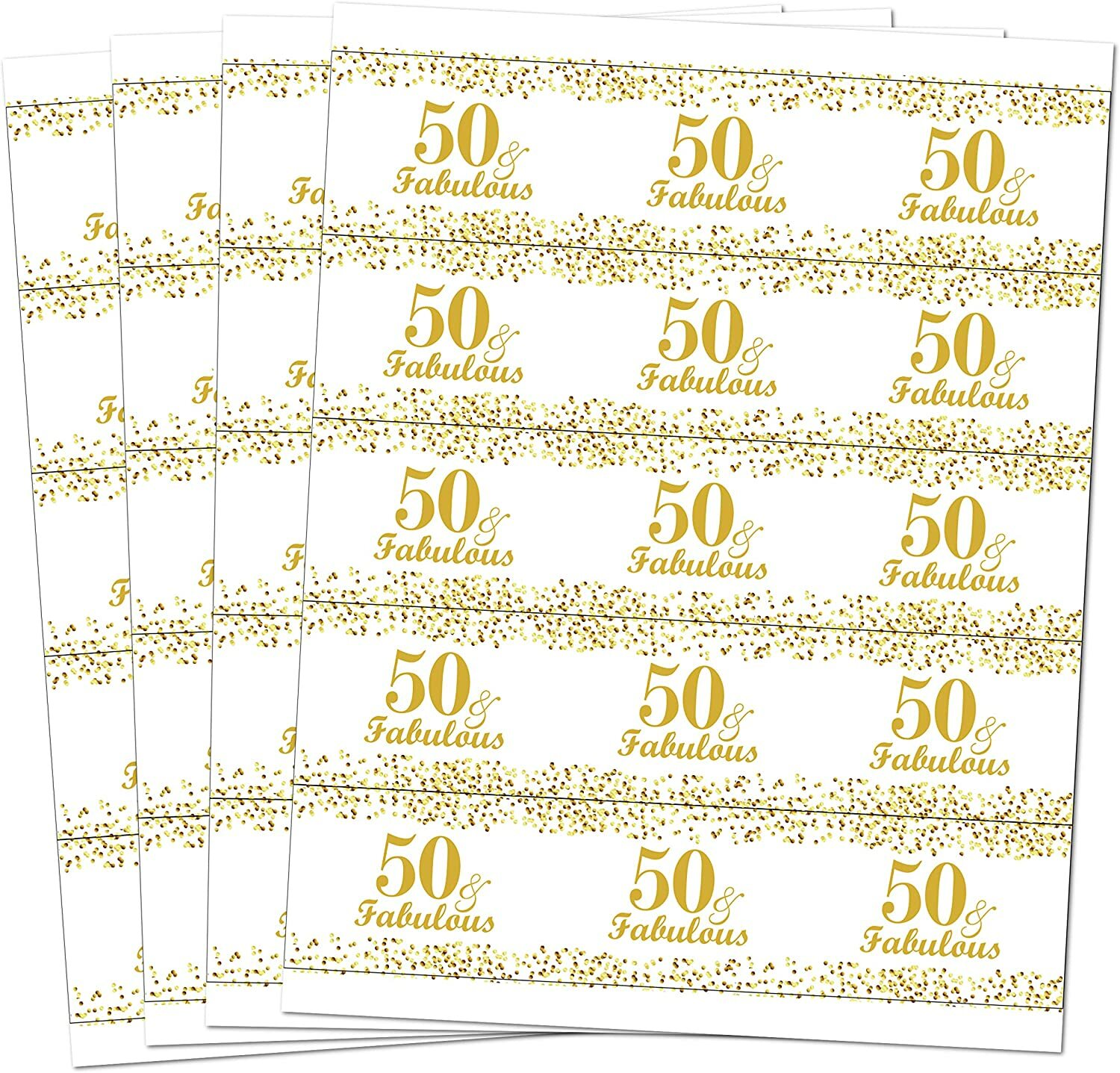 50 & Fabulous Water Bottle Labels; Set of 20 Waterproof Water Bottle Wrappers