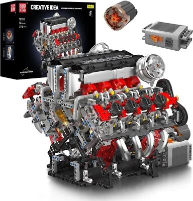 Mould King 10130 Technology Motorized V8 Engine Building Block Model 2718pcs