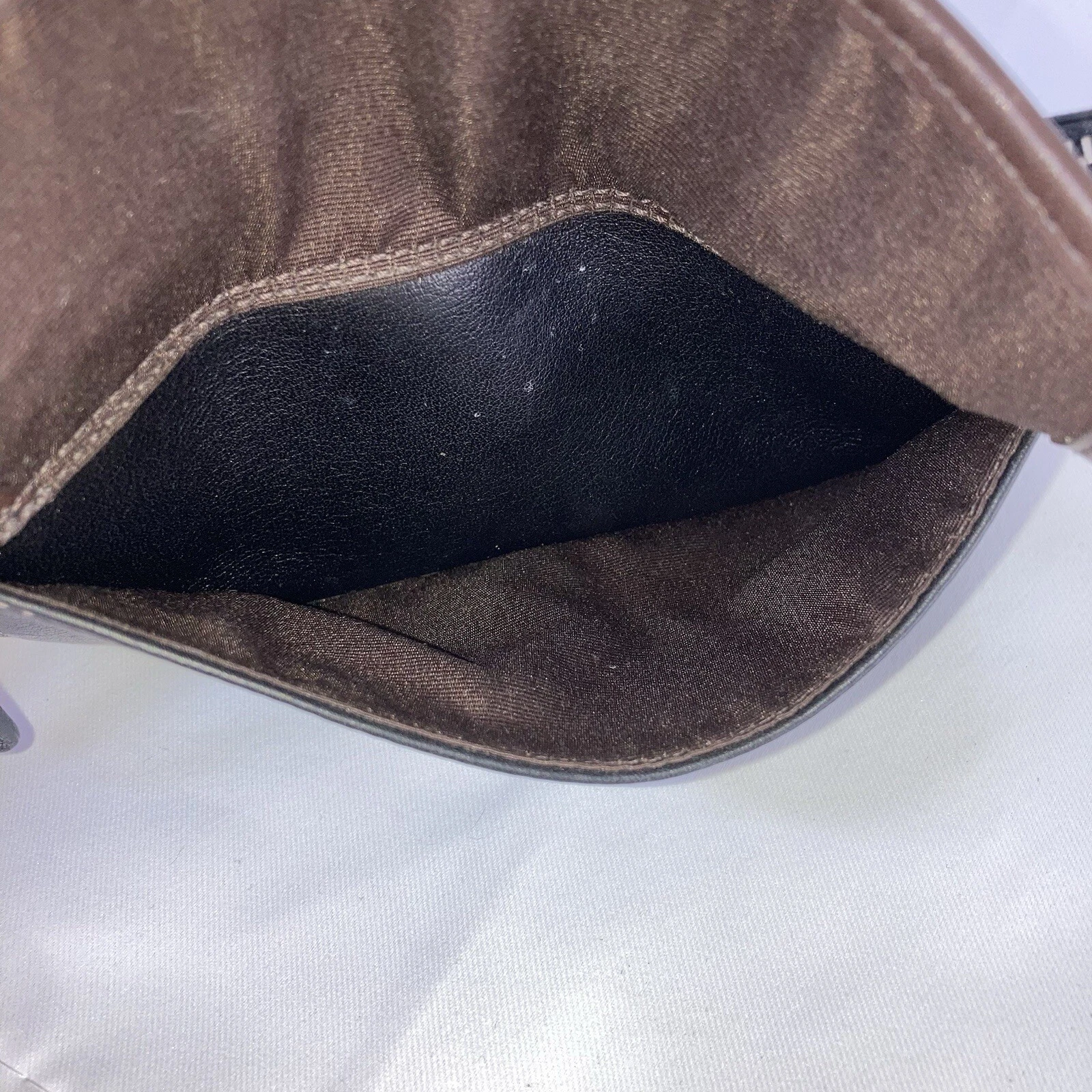 Borsa cambio polso Coach vintage anni 2000 in pelle Nera con bordo marrone