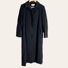 Vintage Albert Nipon Black Wool Cashmere Long Maxi Trench Coat Size 8p