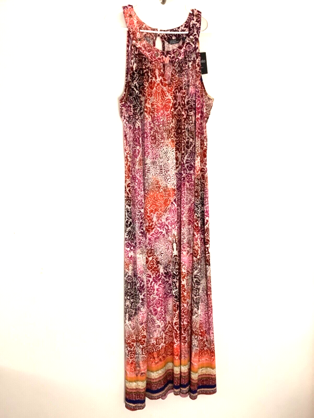 Mlle Gabrielle Boho Style Multicolored Sleeveless Maxi Dress 3X Beach