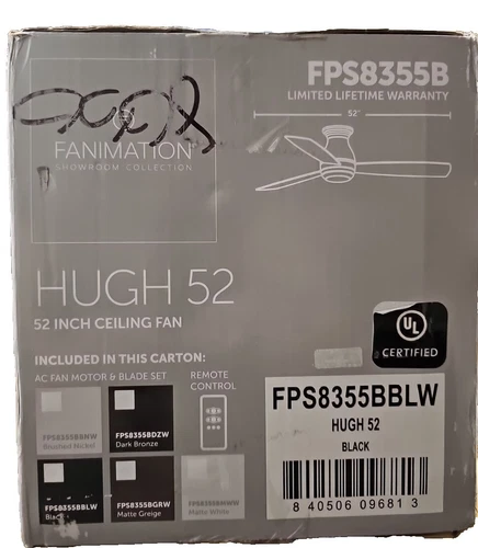 Fanimation 52 in. LED Indoor/Outdoor Black Ceiling Fan with Light & Remote - Picture 2 of 2