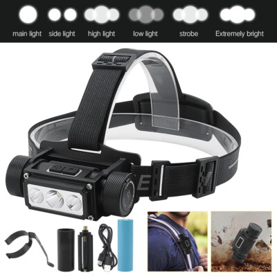LED Headlamp USB Rechargeable Headlight Head Torch Outdoor Waterproof 25000LM