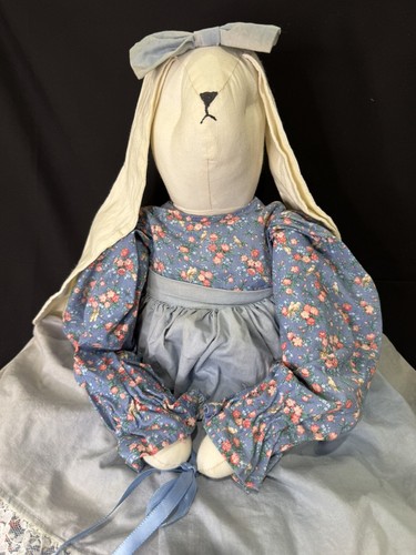 Vtg Handmade Muslin Long Eared Country Bunny Rabbit Dress Easter Girl - Picture 3 of 11