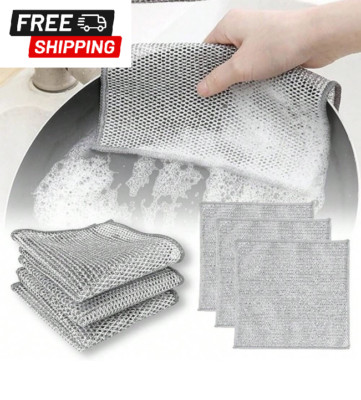 10Pcs Stainless Steel Mesh Scourer, Multi-Purpose Cleaner for Kitchen & Cookware