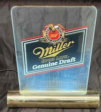 Vintage Miller High Life Genuine Draft Light Up Tabletop Lucite Beer Sign