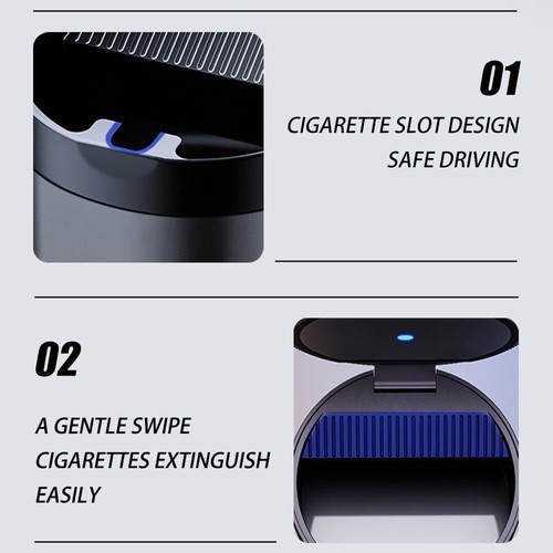 Ashtray with Lid,Smokeless Ashtray for Cup Holder Smell Proof,Detachable - Picture 4 of 6