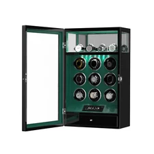 Fingerprint Unlock 9 Watch Winder With 4 Watches Storage With LED Remote Control