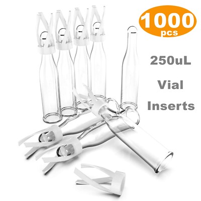 250 µl Glass Autosampler Vial Inserts Clear with Polyspring for 2mL 9-425 Vials