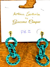 ANTICA SARTORIA AQUA BEADED CIRCLES PIERCED EARRINGS NWT
