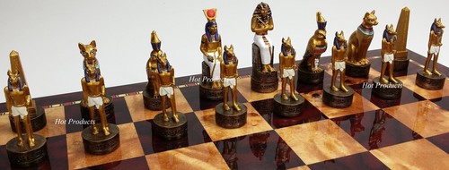Egyptian Anubis Men Chess Pieces Set Gold & Buff Color - NO Board Egypt - Picture 6 of 6