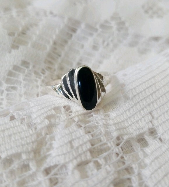 Signed Nf 925 Sterling Silver Black Onyx Ring Size 8 75 Thailand Ebay