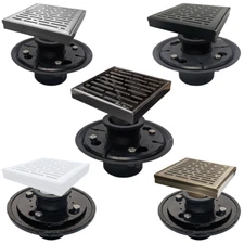 SereneDrains SS 6 Inch Square Shower Drain Kit With Base Broken Lane 5 COLORS