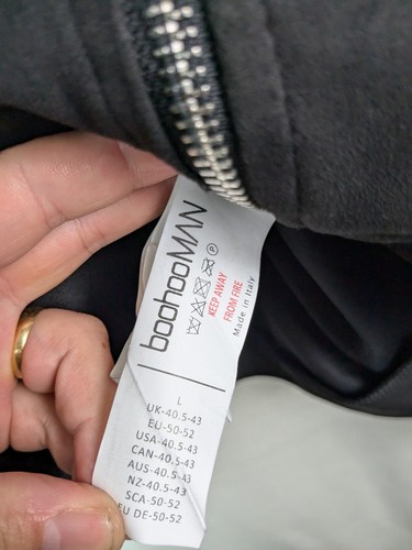 Boohooman casual jacket size large black full zip suede look - Picture 6 of 11