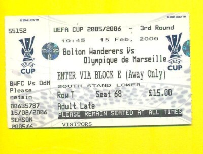 Ticket Shakhtar Donetsk Vs Lille OSC - Coupe UEFA 2005/2006 - Souvenir