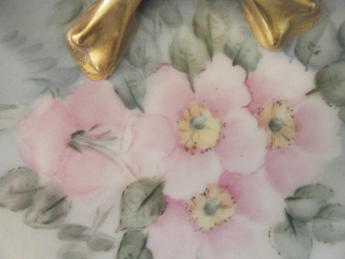 BANDEJA TOCADOR Wm Guerin Limoges Rosas pintadas a mano/Dogwood - Imagen 4 de 8