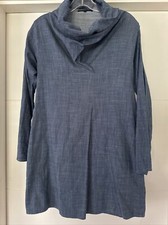 Curator SF Chambray Blue Cowl Dress Tunic Side Pockets USA Made S