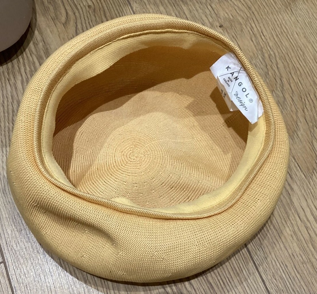 Topaz Yellow Vintage "Julie" Hat by Kangol with Pom-Pom. Made in England 12