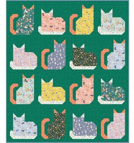 Feline Drive Fabric KITTY CATS Quilt in 3 Sizes Cluck Cluck Sew PATTERN ONLY! - Picture 2 of 9
