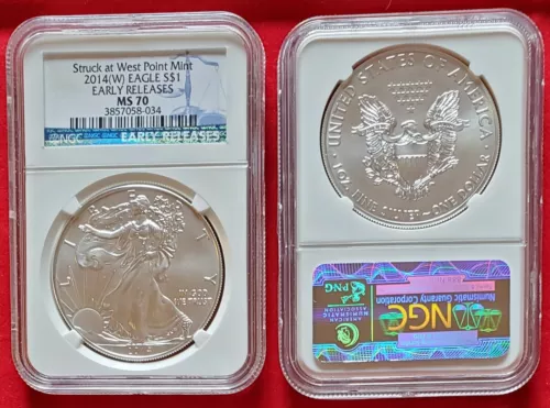 2014(W) Silver Eagle S$1 NGC MS70 ER Struck at West Point Blue Label (005)