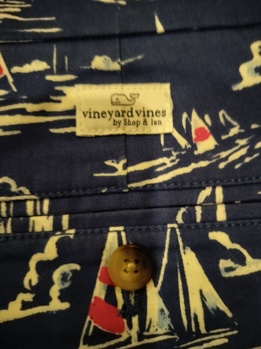 Short Chino Vineyard Vins Homme Taille 36 - Bleu Imprimé Voilier - Stretch - Occasion Parfait état
