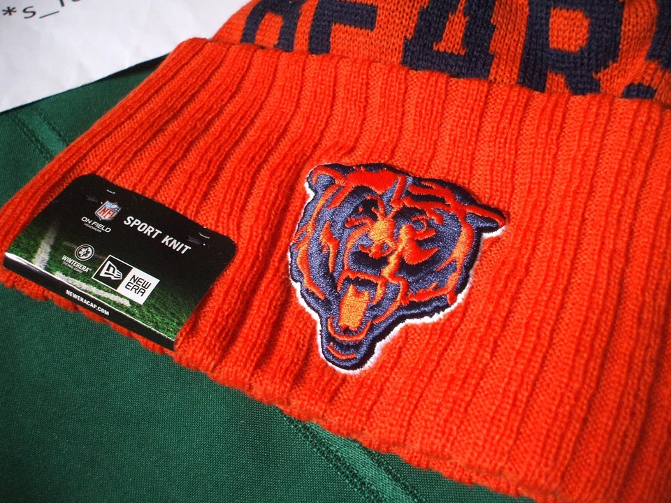 Chicago Bears New Era Tejido Pom Sombrero Gorro Nuevo Con Etiquetas On Field Clásico AUTÉNTICO 2015!! Foto 2 de 4