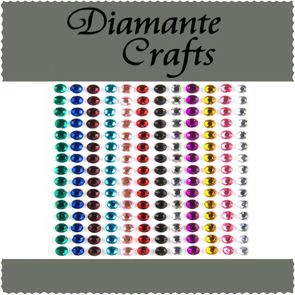 DIAMANTE CRAFTS 180 x 4mm Mixed Colour Diamante Self Adhesive Rhinestone Body Gems