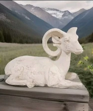 RARE Vtg 1973 Jaru Of California Ceramic RAM Statue Signed Man Cave Cabin Decor