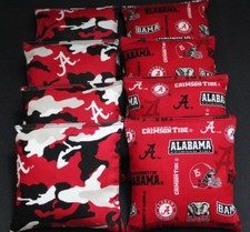CORNHOLE BEANBAGS made w University of ALABAMA CRIMSON TIDE Fabric ACA Reg Bags