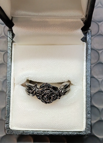 Enchanted Disney Fine Sterling Black Rhodium Black Diamond Maleficent SIZE 7 - Picture 3 of 5