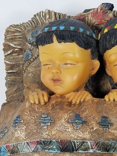 Native American Indian Girls W/Wolf and teddy bear on Sleeping, Dwk corp 2002 - Picture 3 of 6