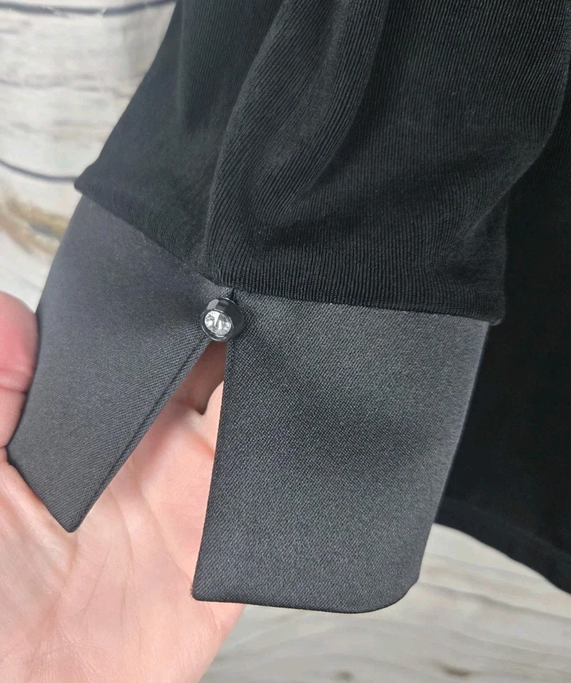 Vikki Vi Black Tuxedo Slinky Jacket Blazer 3X Single Button Cocktail Dressy - Image 3 of 4