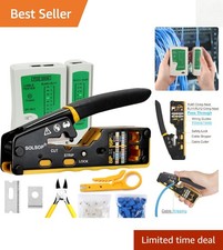 Complete Pass Through RJ45 Crimping Tool Kit with Cable Tester  Mini Stripper