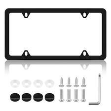 Chrome License Plate Frame Made Of Zinc Alloy Metal Universal 1 Pcs Black
