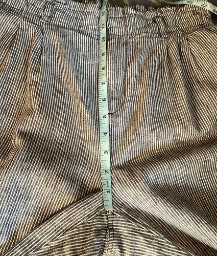Pantalones Loft de lino/algodón a rayas bolsa de papel cintura alta medianos - Imagen 8 de 9
