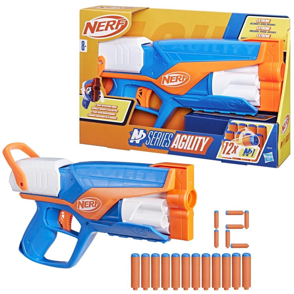 Nerf N Series Agility Blaster, leichte Bauweise mit rotierender Trommel und Span