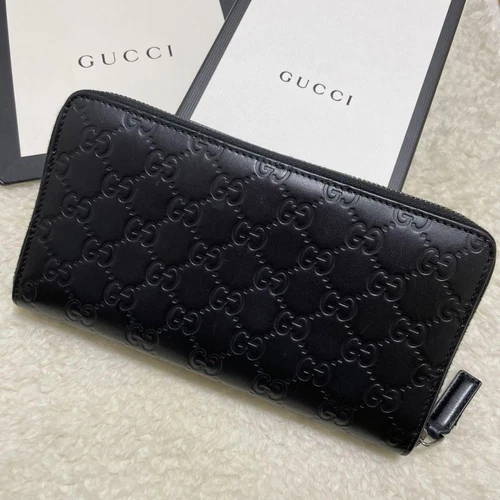 Authentique Portefeuille Gucci Couleur Noir Longue Rayure Shima GG Supreme Unisexe