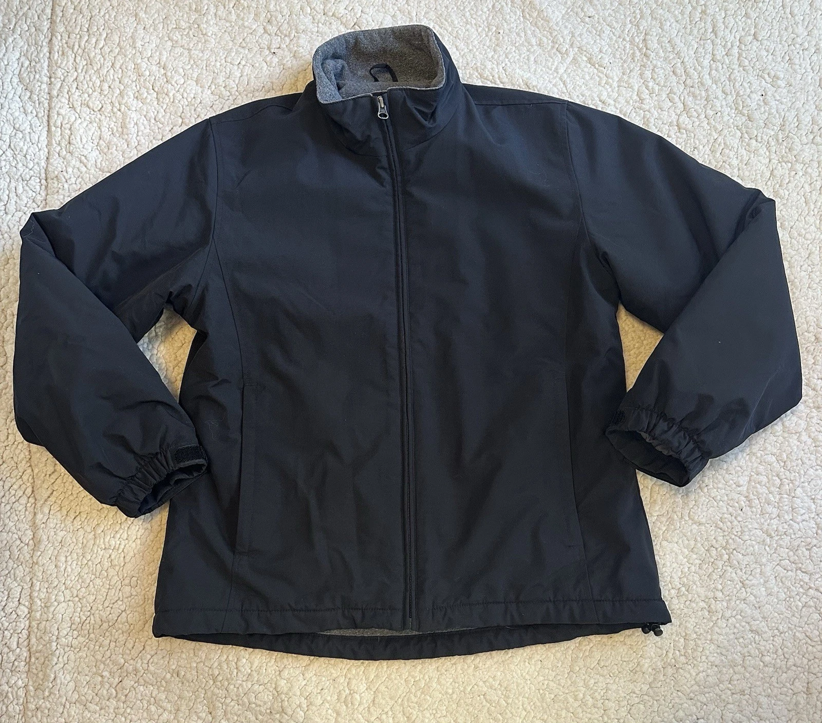 VTG Lands End Men Therma Check Waterproof Lined Jacket Zipped Pocket Black Small