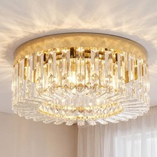 HOMCOM Crystal Ceiling Light with 225 Crystal Pendants, Gold Tone