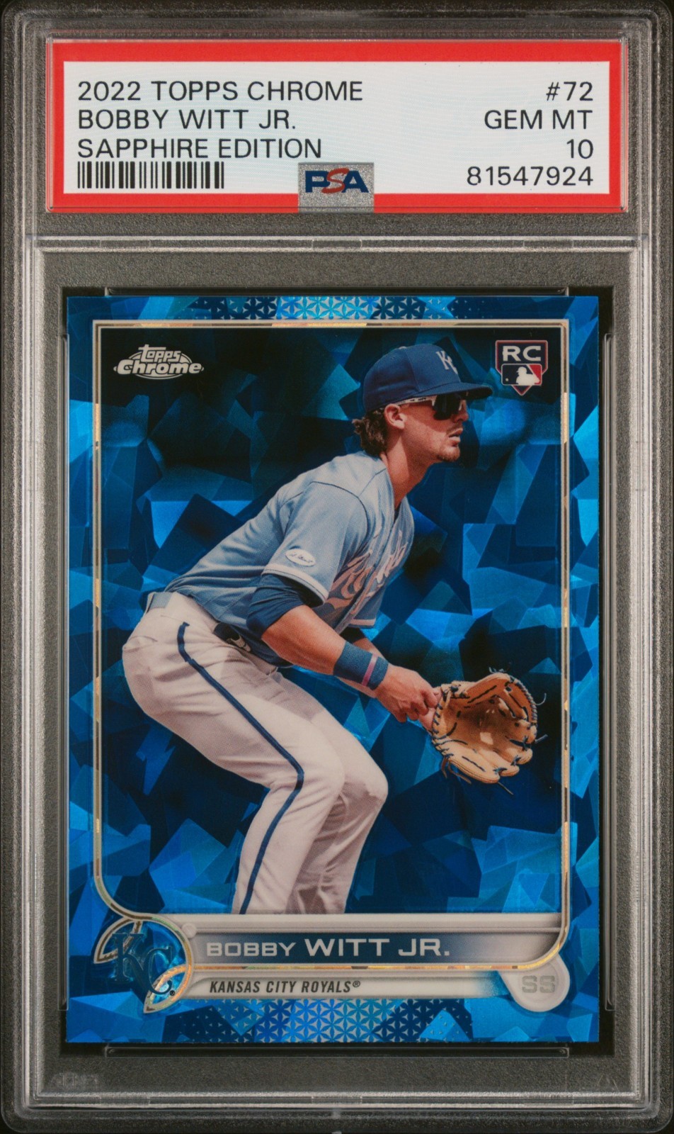 2022 Topps Chrome Sapphire Edition Bobby Witt Jr. #72 RC - PSA 10