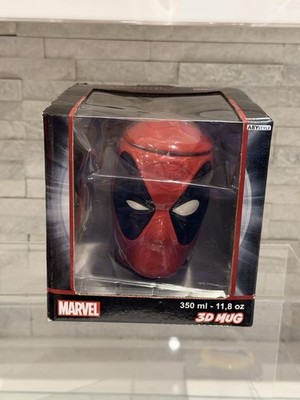 Deadpool Kopf Keramik Kaffee Tee Becher Marvel 3D geformt 5'' hoch mit Deckel verpackt