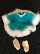 Cosmopolitan Ginger Blue Velvet Outfit with Fur Trim and Boots, Tagged, Vintage