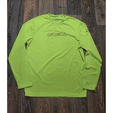O'Neill Mens Rash Guard Long Sleeve Lime Green UV 50 Sun Protection Shirt Small