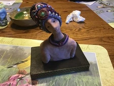 Uniquely beautiful hat art sculpture bust rare commodity signed Y Allan 1991 vtg