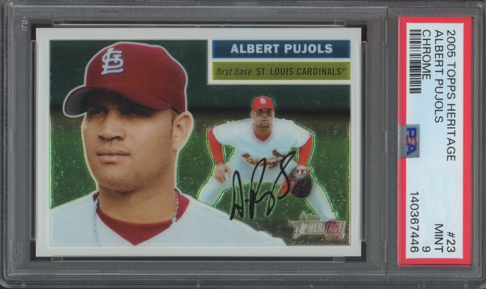 2005 Topps Heritage Chrome #23 Albert Pujols /1956 Mint PSA 9