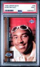 1996 UPPER DECK #58 KOBE BRYANT ROOKIE CARD PSA GRADED MINT 9. rookie card picture