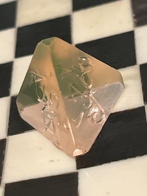 Vintage Gamescience d4 salmon pink gem rpg ad&d dice 121524@