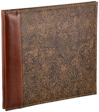 Pioneer 12x12 Postbound Embossed Sewn Leatherette Memory Book Brown MB-10NTBRN
