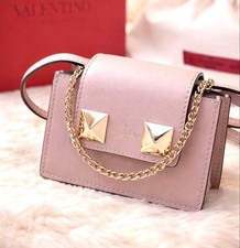 VALENTINO GARAVANI Rockstud Mini Crossbody Bag Pink Beige New w/ Box Women's