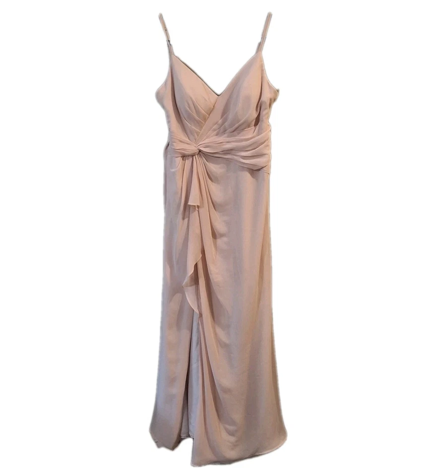 Vestido de Dama de Honor Rosa Rubor Esmeralda Azazie Gasa Aline Princesa Pierna A12 Foto 4 de 4